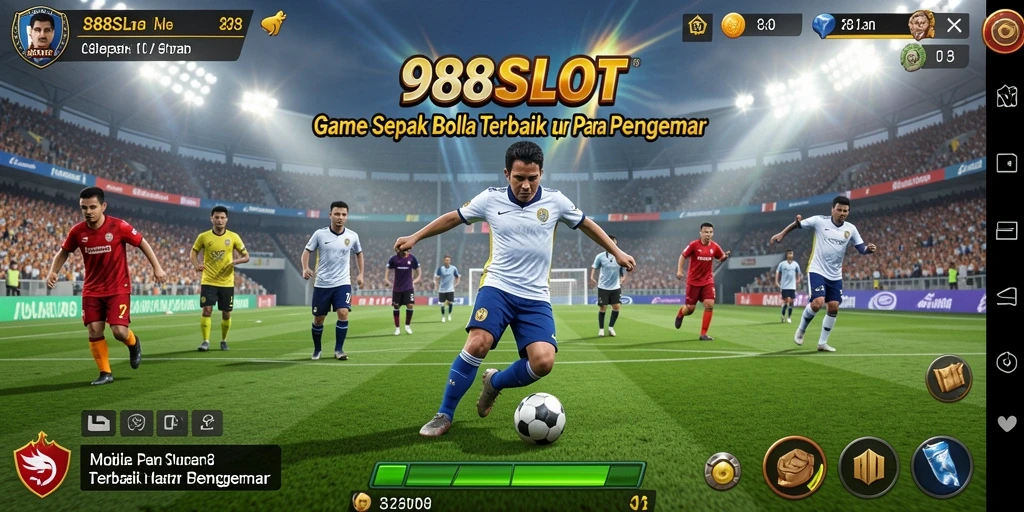 Tampilan menarik gameplay 988SLOT dengan tema sepak bola.