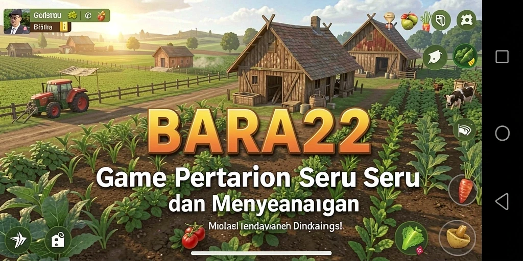 Tampilan gameplay BARA22 yang menampilkan aktivitas pertanian yang seru.
