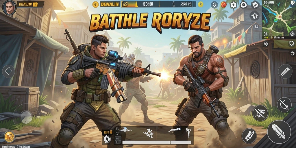 Tangkapan layar gameplay DEWALIN menunjukkan aksi pertempuran Battle Royale yang mendebarkan.