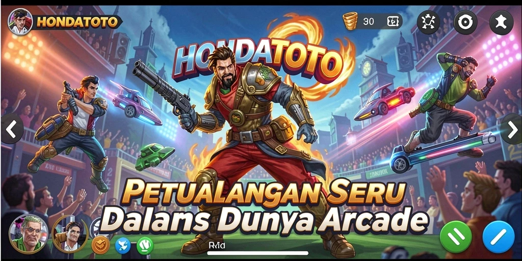 Tampilan menakjubkan dari gameplay seru HONDATOTO dalam dunia Arcade.