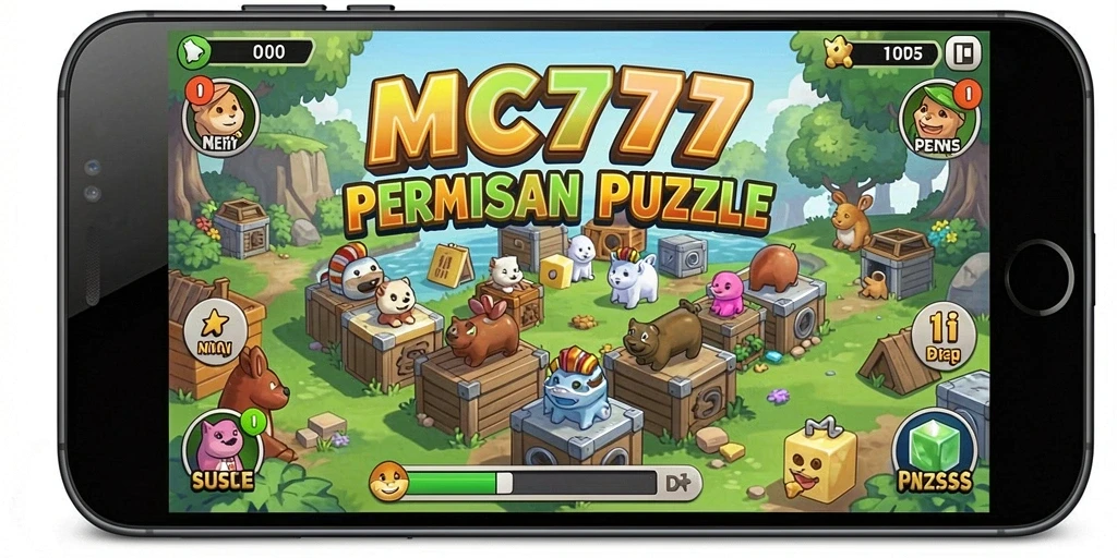Screenshot utama MC777 menampilkan gameplay seru dalam menyelesaikan puzzle.