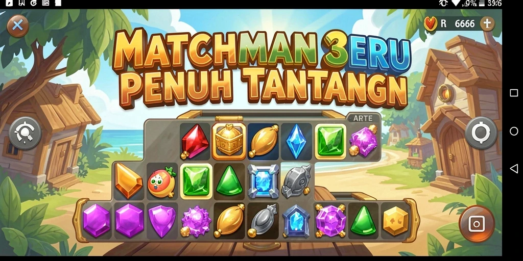 Gameplay Match-3 yang seru dan penuh warna dari RR666.