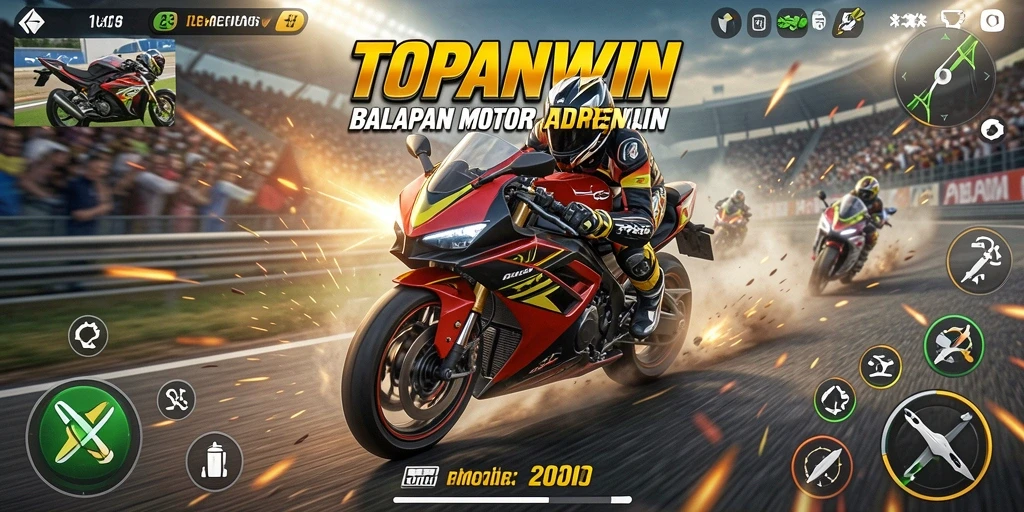 Gameplay seru dan mendebarkan dari TOPANWIN saat balapan motor.